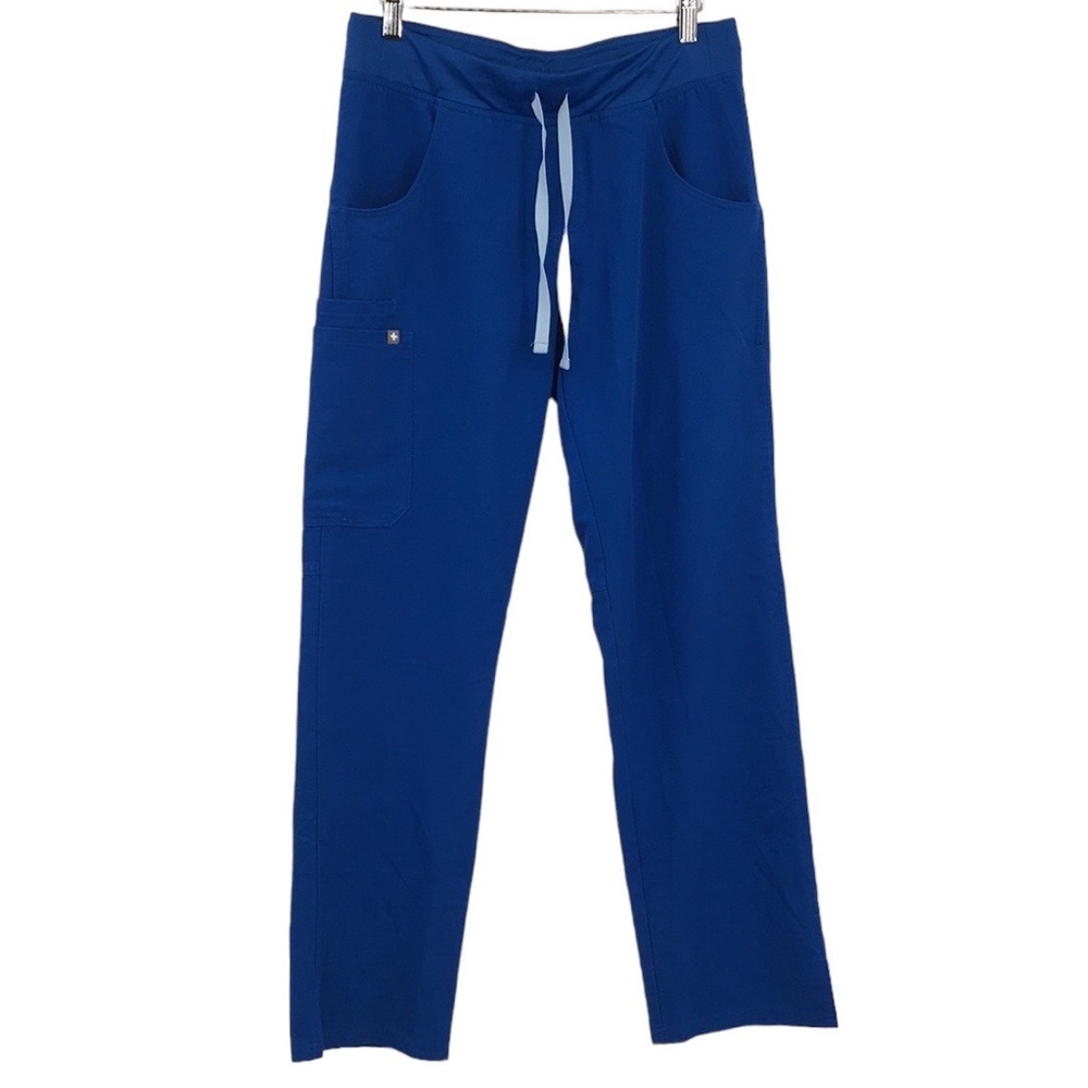 Figs Technical Collection Scrub Pants Womens Small Blue Straight Leg Pull On